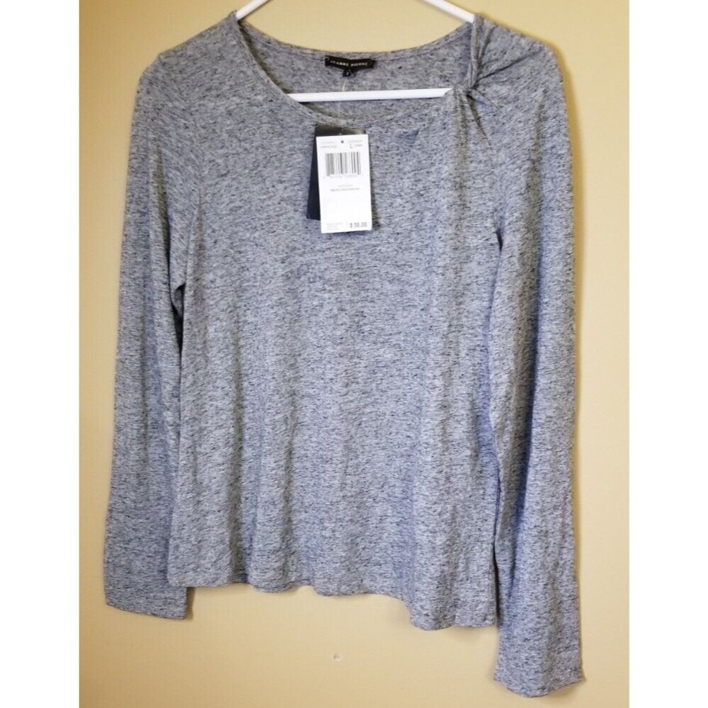 Jeanne Pierre Top Long Sleeve Smoked Heather Large MSRP $ 58.00